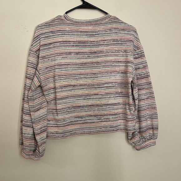 Madewell Rainbow Stripe Long Bubble Sleeve Cropped Top Size S - Picture 10 of 13